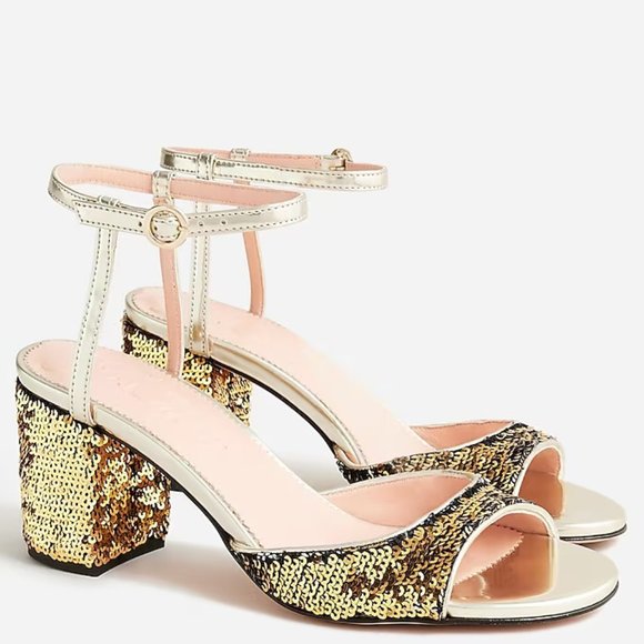 J. Crew Shoes - J.CREW Lucie ankle-strap block-heel sandals with sequins | Size 6 Medium